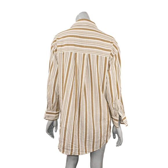 SECOND FEMALE Bristol Oversize Shirt in Bronze brown striped Cotton size Small - Picture 4 of 11